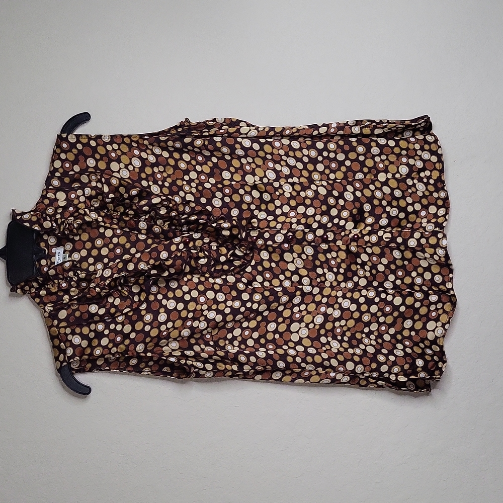 Women ruffled brown blouse M